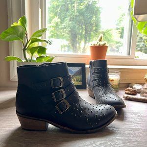 Black studded ankle booties